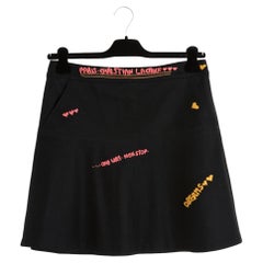 1995 Christian Lacroix Skirt FR40 Black Wool Script