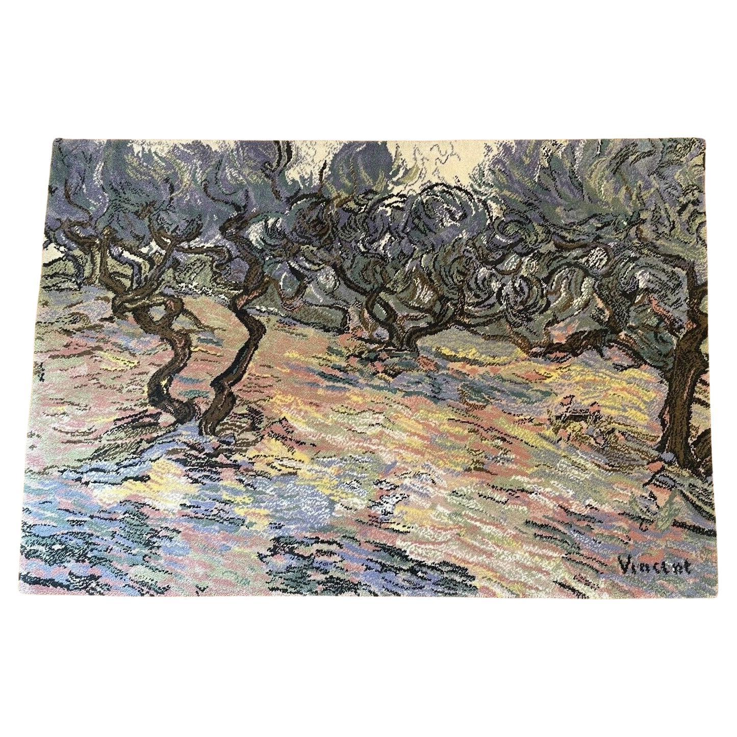 1995, Danish Ege Axminster Vincent van Gogh "Olive Trees" Wool Rug/Wall Hanging  For Sale
