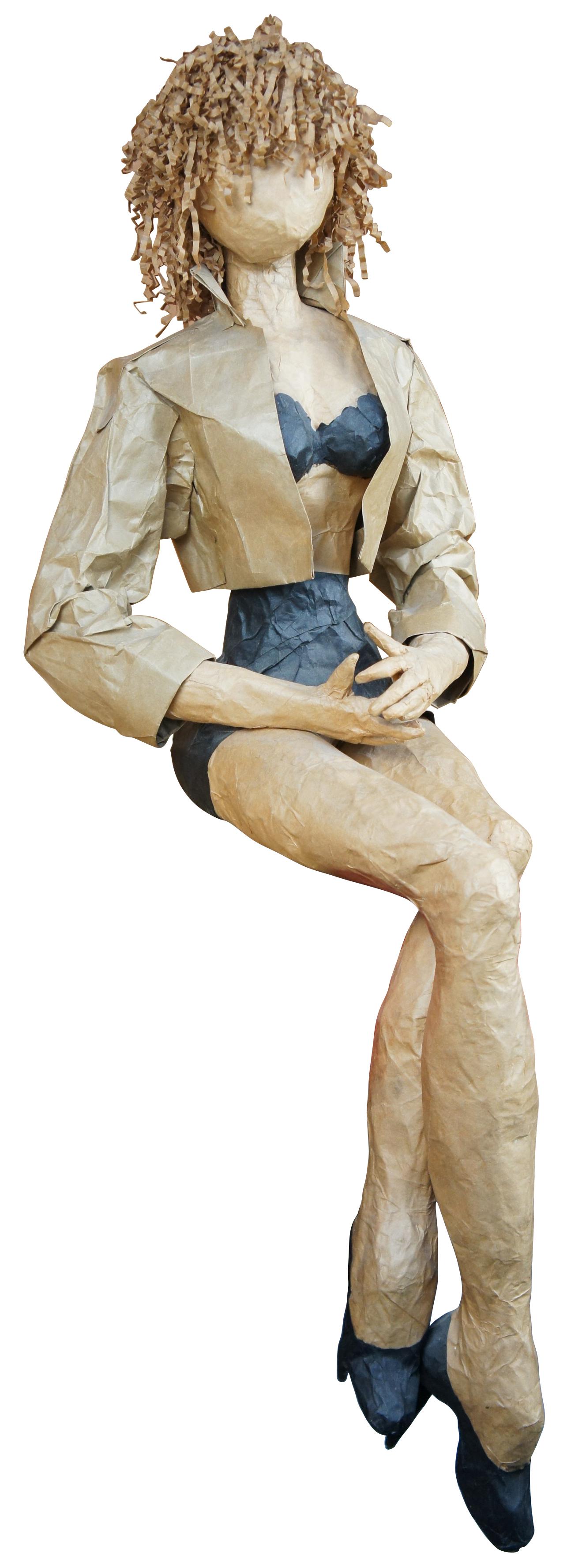 Arts and Crafts 1995 Delora Buford Buchanan 3D Craft Paper Mache Doll Figurine Art Sculpture For Sale