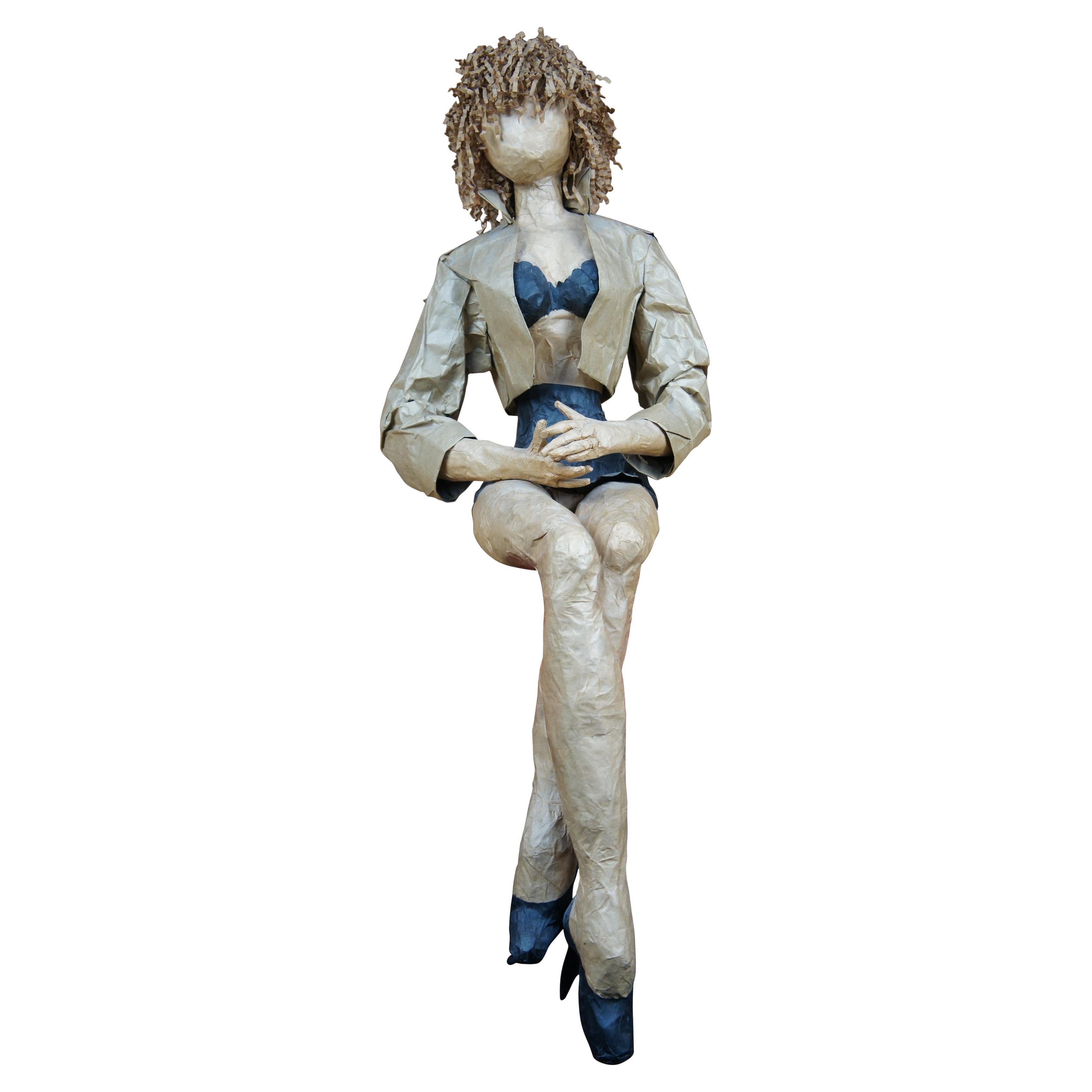 1995 Delora Buford Buchanan 3D Craft Paper Mache Doll Figurine Art Sculpture For Sale