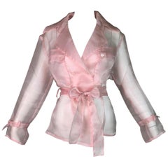 1995 Dolce & Gabbana Sheer Baby Pink Silk Jacket Top