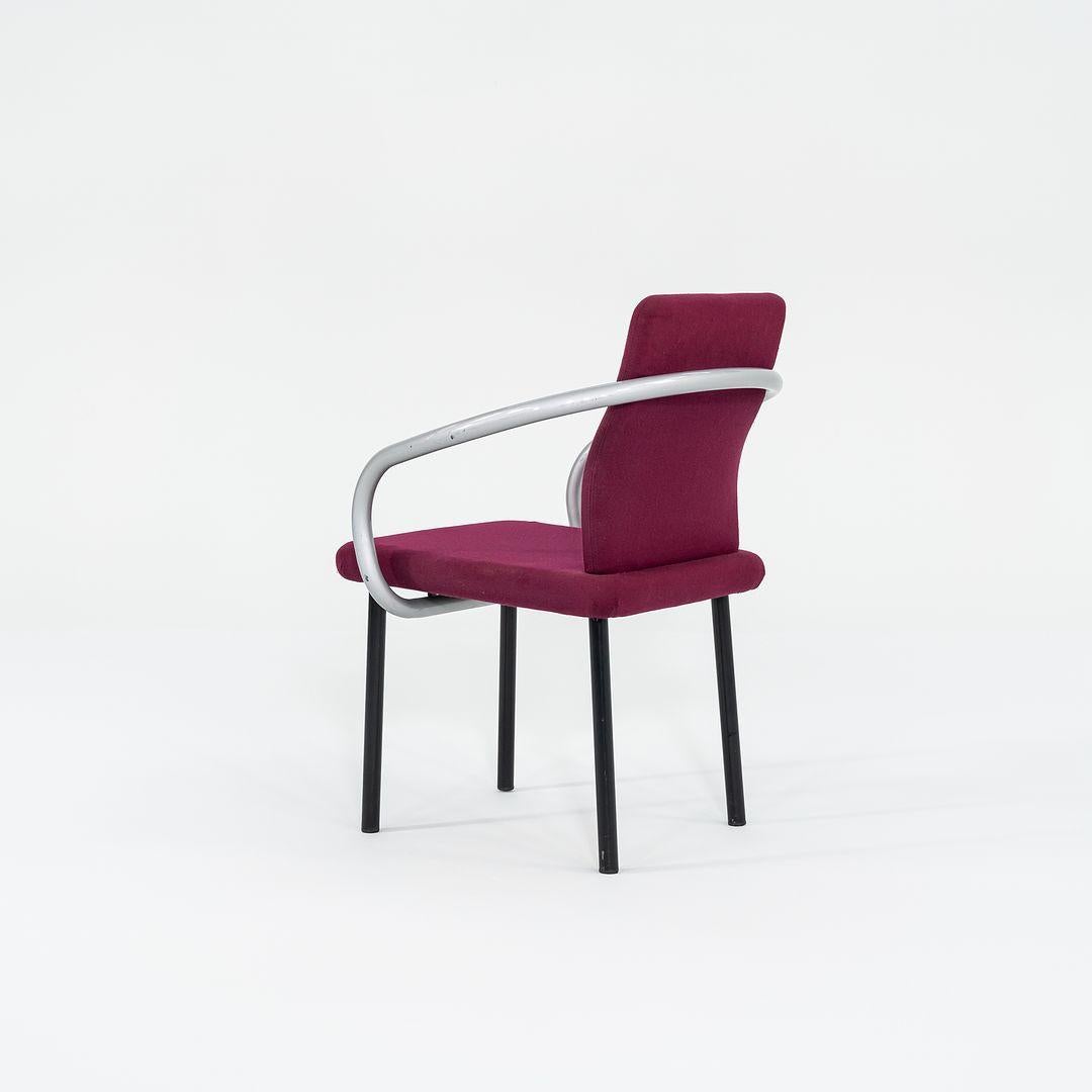 1995 Ettore Sottsass for Knoll Mandarin Dining Chair in Silver Pink Upholstery For Sale 3