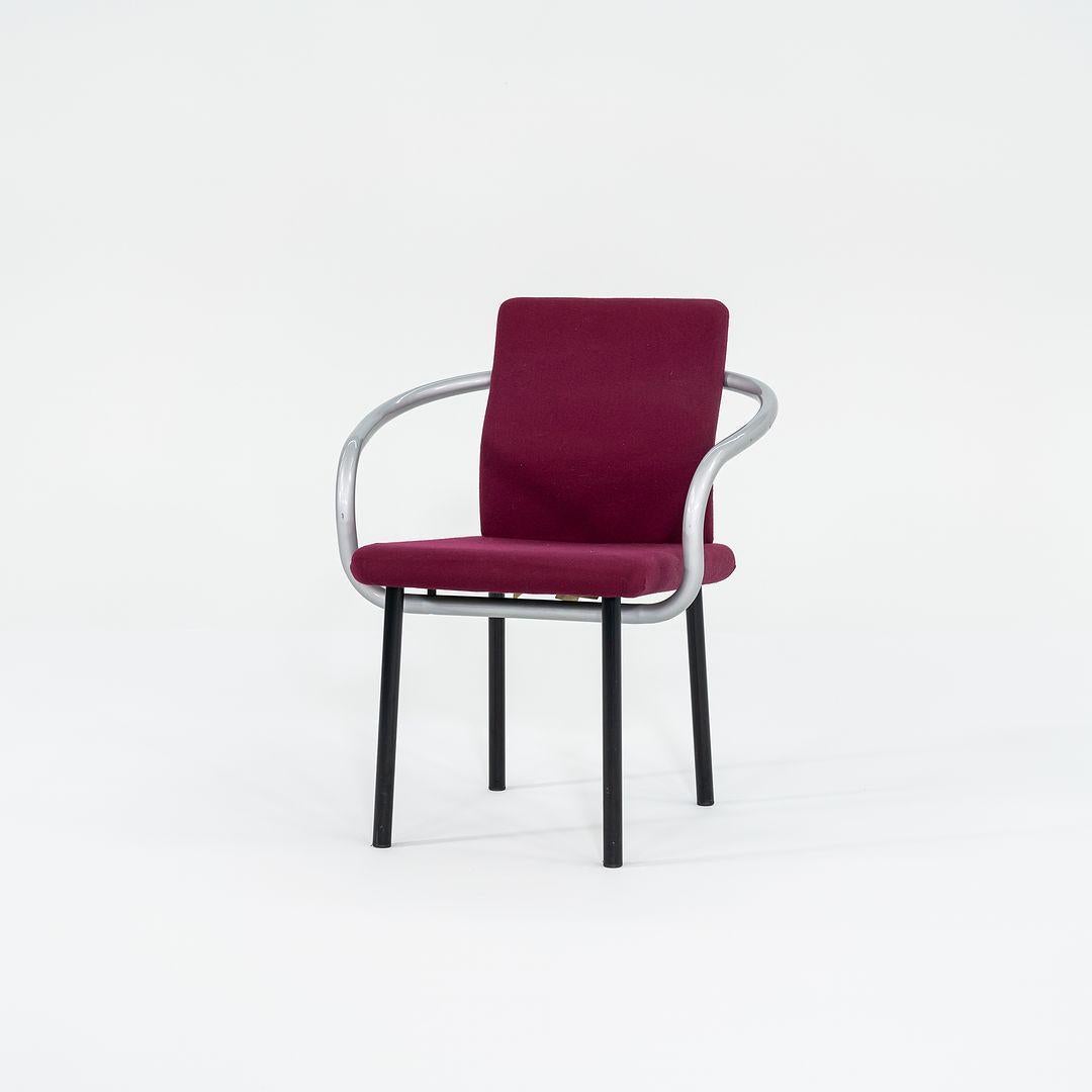 1995 Ettore Sottsass for Knoll Mandarin Dining Chair in Silver Pink Upholstery For Sale 4