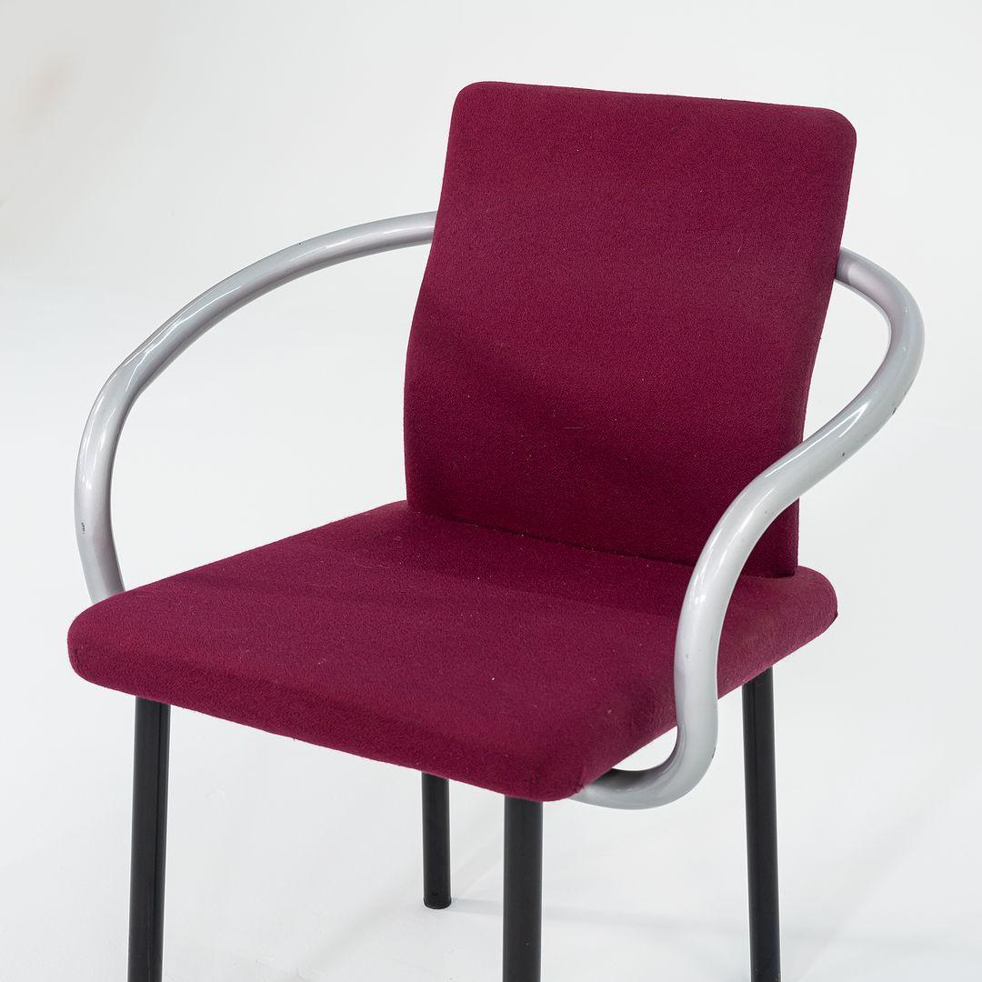 Modern 1995 Ettore Sottsass for Knoll Mandarin Dining Chair in Silver Pink Upholstery For Sale