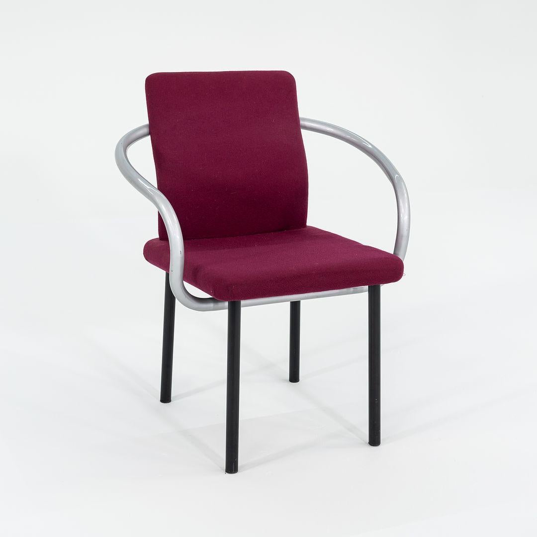 American 1995 Ettore Sottsass for Knoll Mandarin Dining Chair in Silver Pink Upholstery For Sale