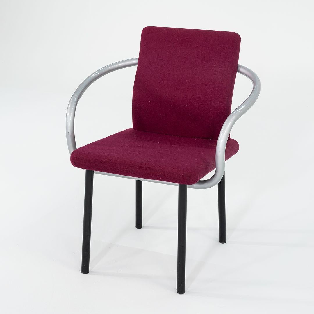 1995 Ettore Sottsass for Knoll Mandarin Dining Chair in Silver Pink Upholstery In Good Condition For Sale In Philadelphia, PA