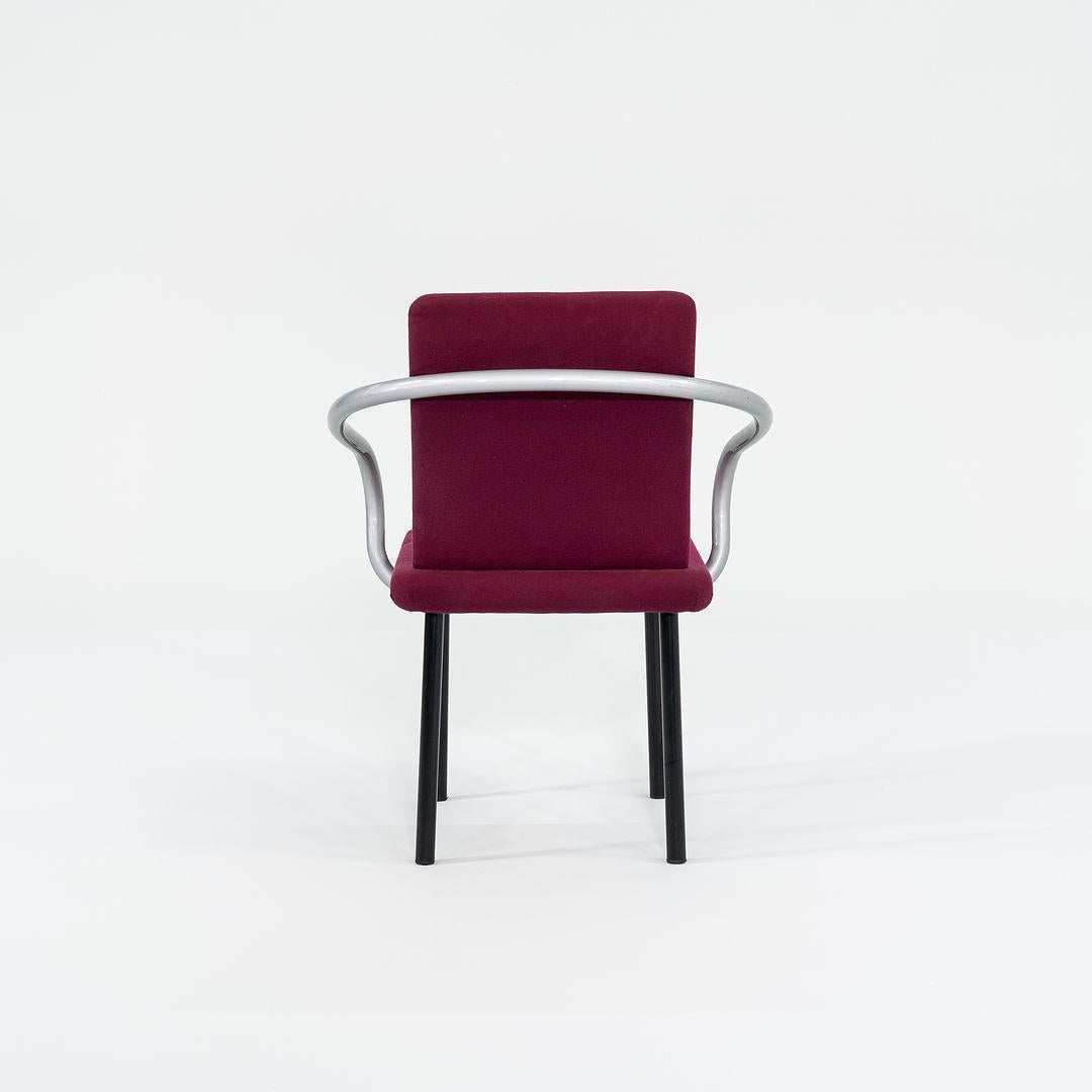 Steel 1995 Ettore Sottsass for Knoll Mandarin Dining Chair in Silver Pink Upholstery For Sale