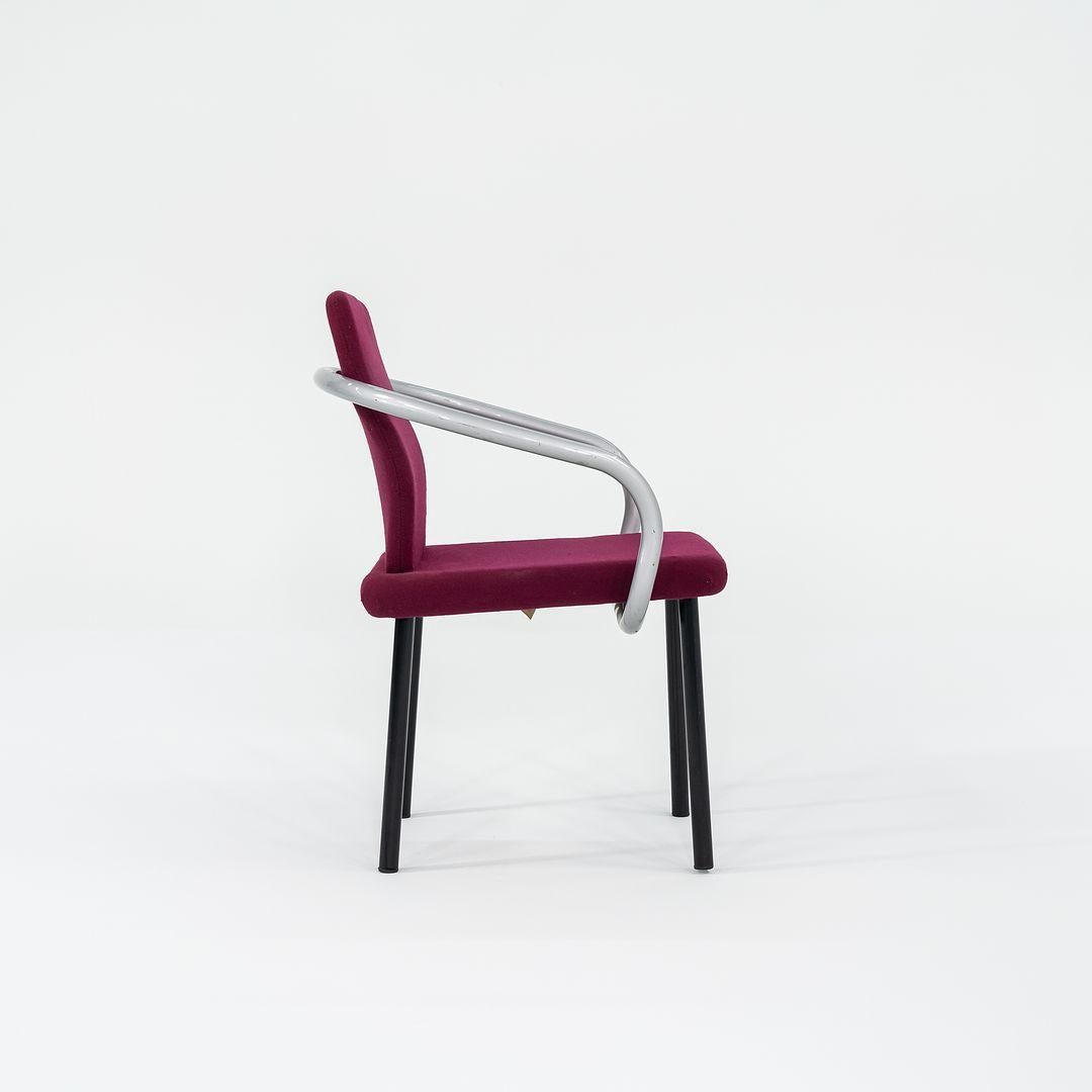 1995 Ettore Sottsass for Knoll Mandarin Dining Chair in Silver Pink Upholstery For Sale 1