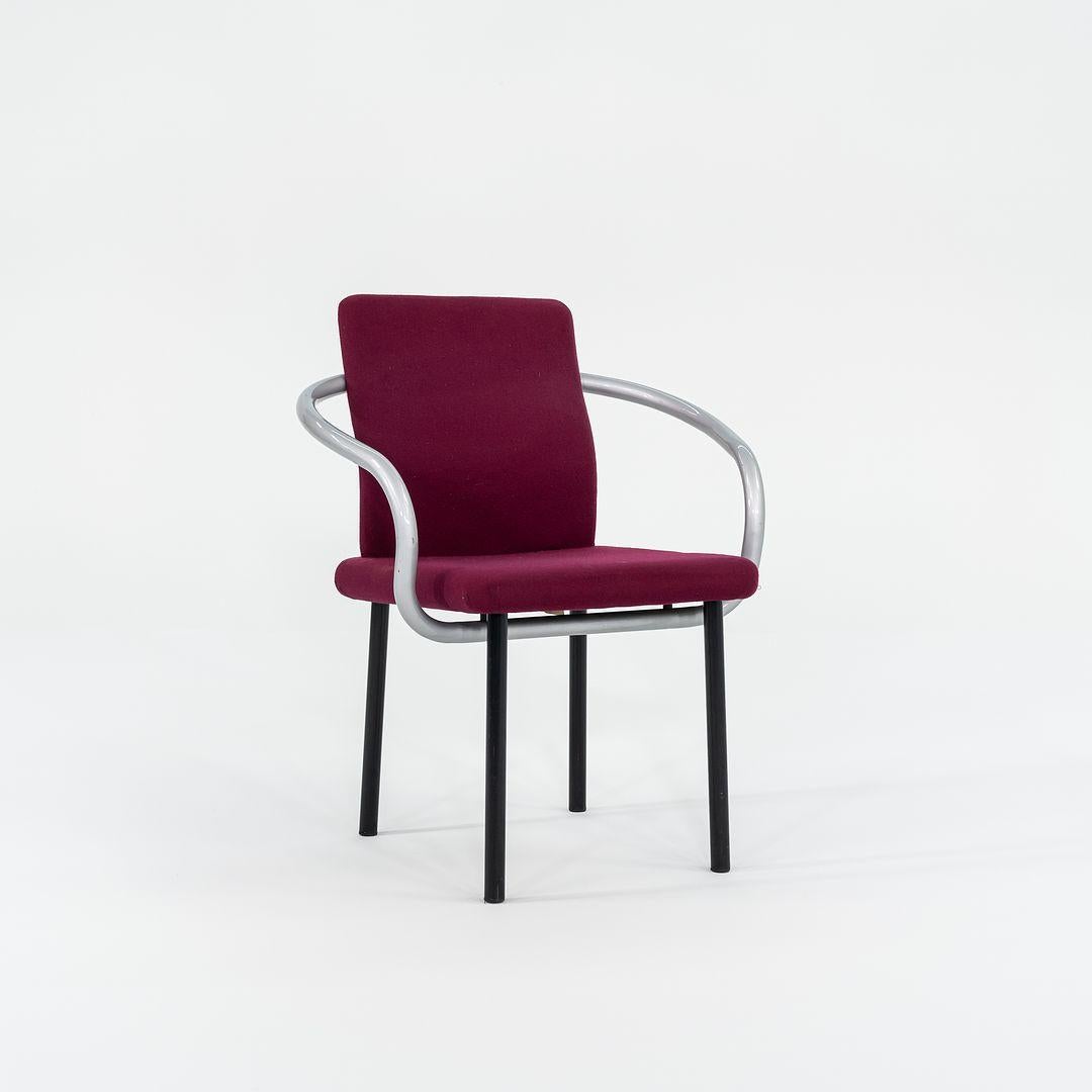 1995 Ettore Sottsass for Knoll Mandarin Dining Chair in Silver Pink Upholstery For Sale 2