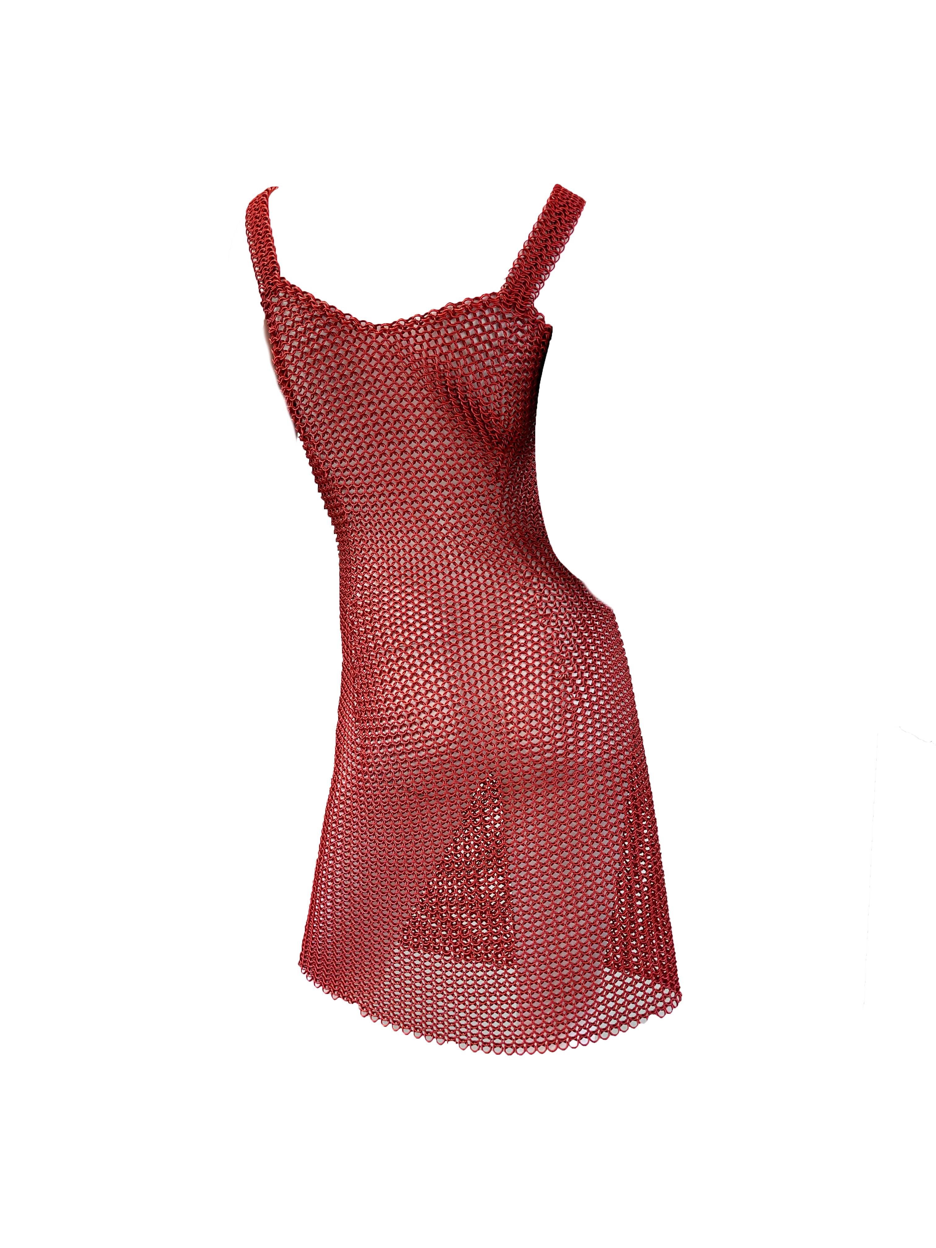 red chainmail dress