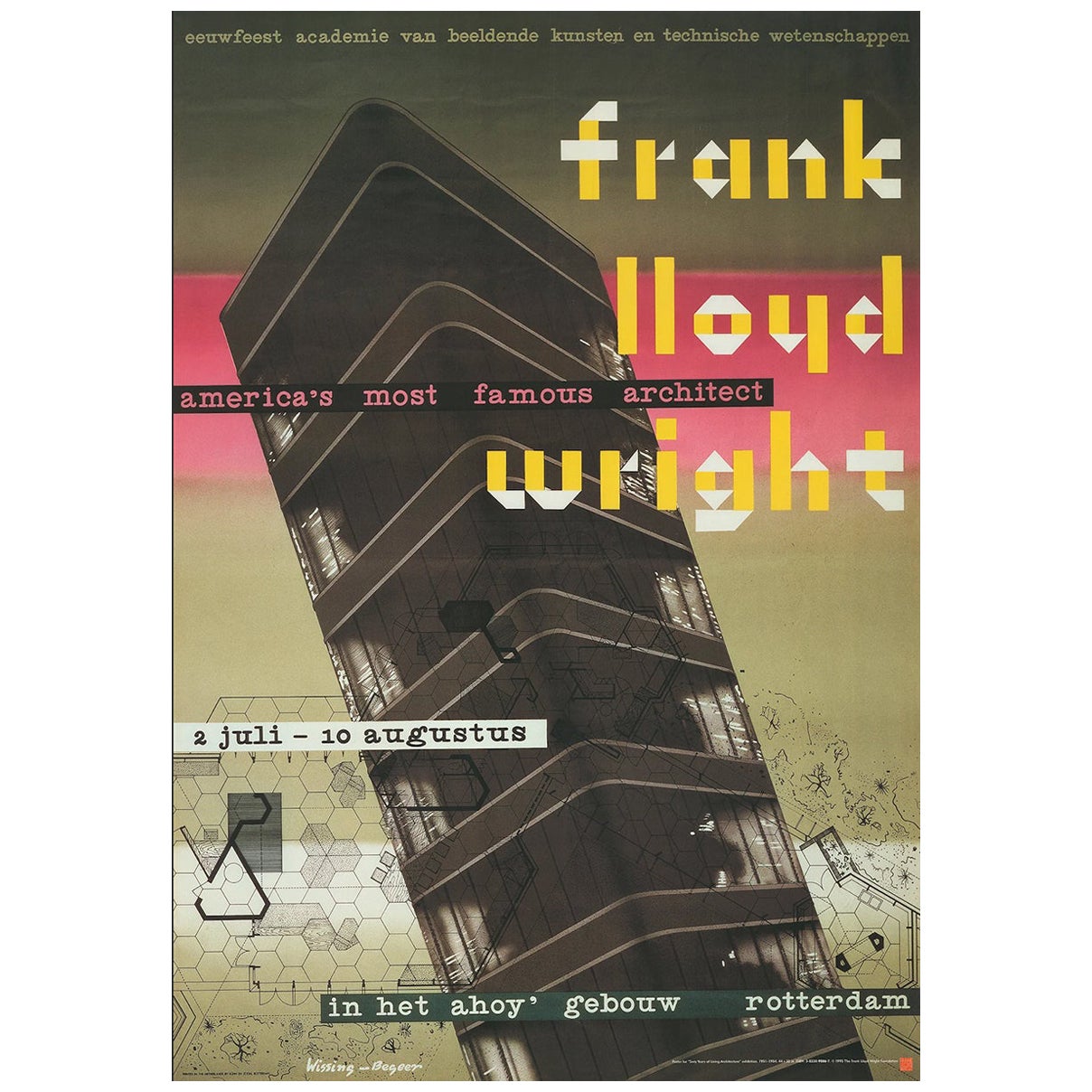 1995 Frank Lloyd Wright - Rotterdam Poster originale d
epoca in vendita