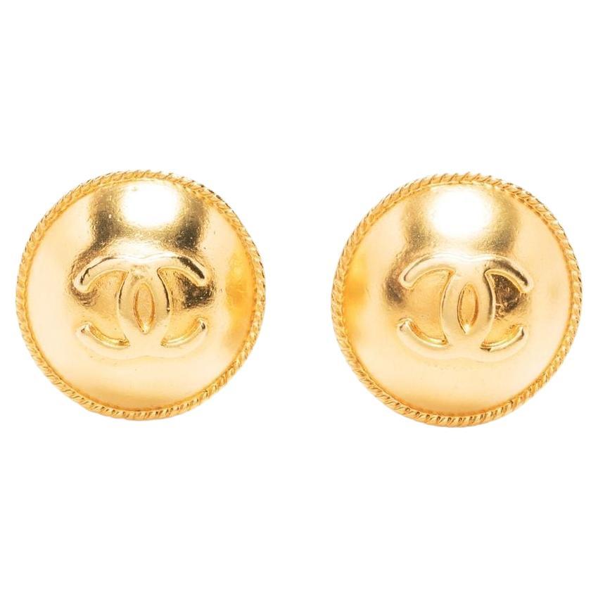 Chanel 93A Vintage Pearl and Bijoux Chain Border Giant Large Stud Earrings