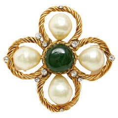 1995 Haute Couture Lucky Clover Chanel Brooch by Gripoix 