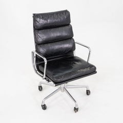 1995 Chaise de bureau de direction Eames Soft Pad d'Herman Miller en cuir noir