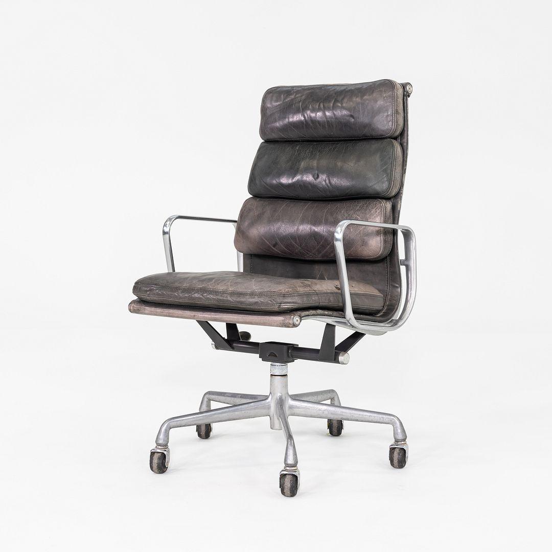 1995 Herman Miller Eames Softpad Schreibtischstuhl in schwarz/grauem Leder (Moderne) im Angebot