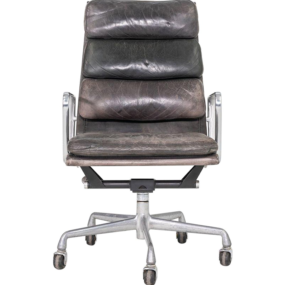 1995 Herman Miller Eames Softpad Schreibtischstuhl in schwarz/grauem Leder im Angebot