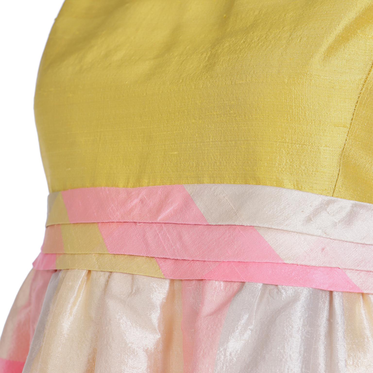1995 Isaac Mizrahi Pastel Madras Plaid Pink Blue Yellow Silk Dress For Sale 2