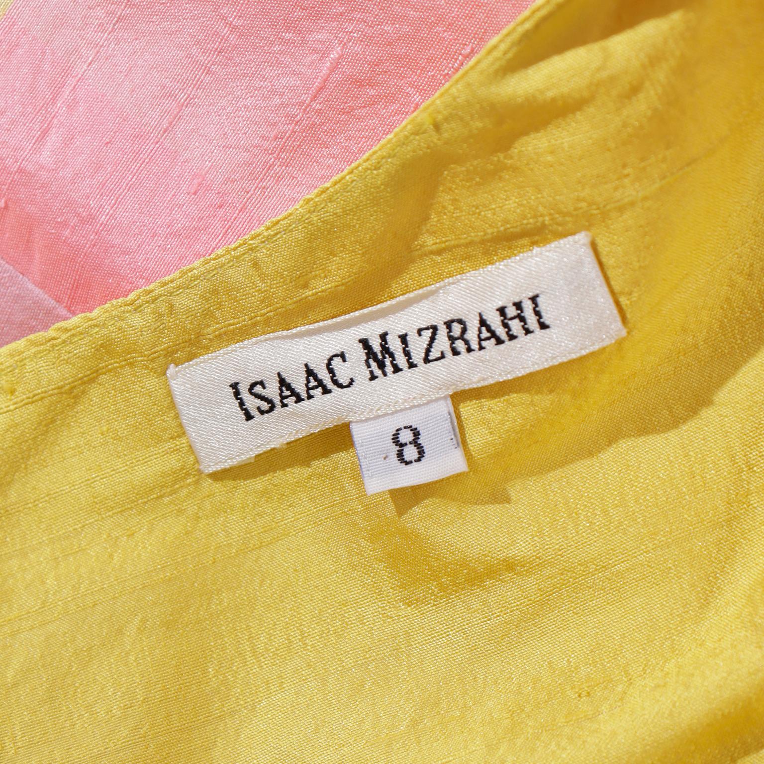 1995 Isaac Mizrahi Pastel Madras Plaid Pink Blue Yellow Silk Dress For Sale 4