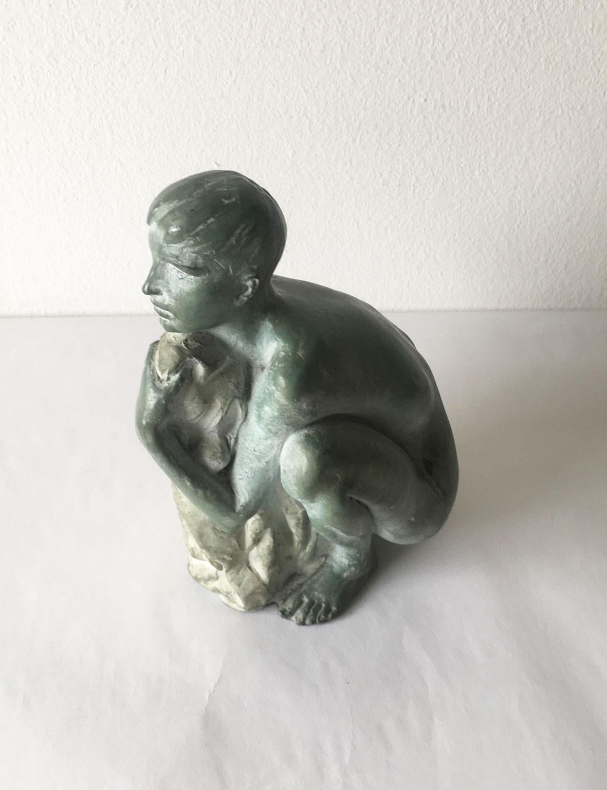 1995 Italy Bronze Sculpture by Giuseppe Bergomi Davanti Al Mare For Sale 10