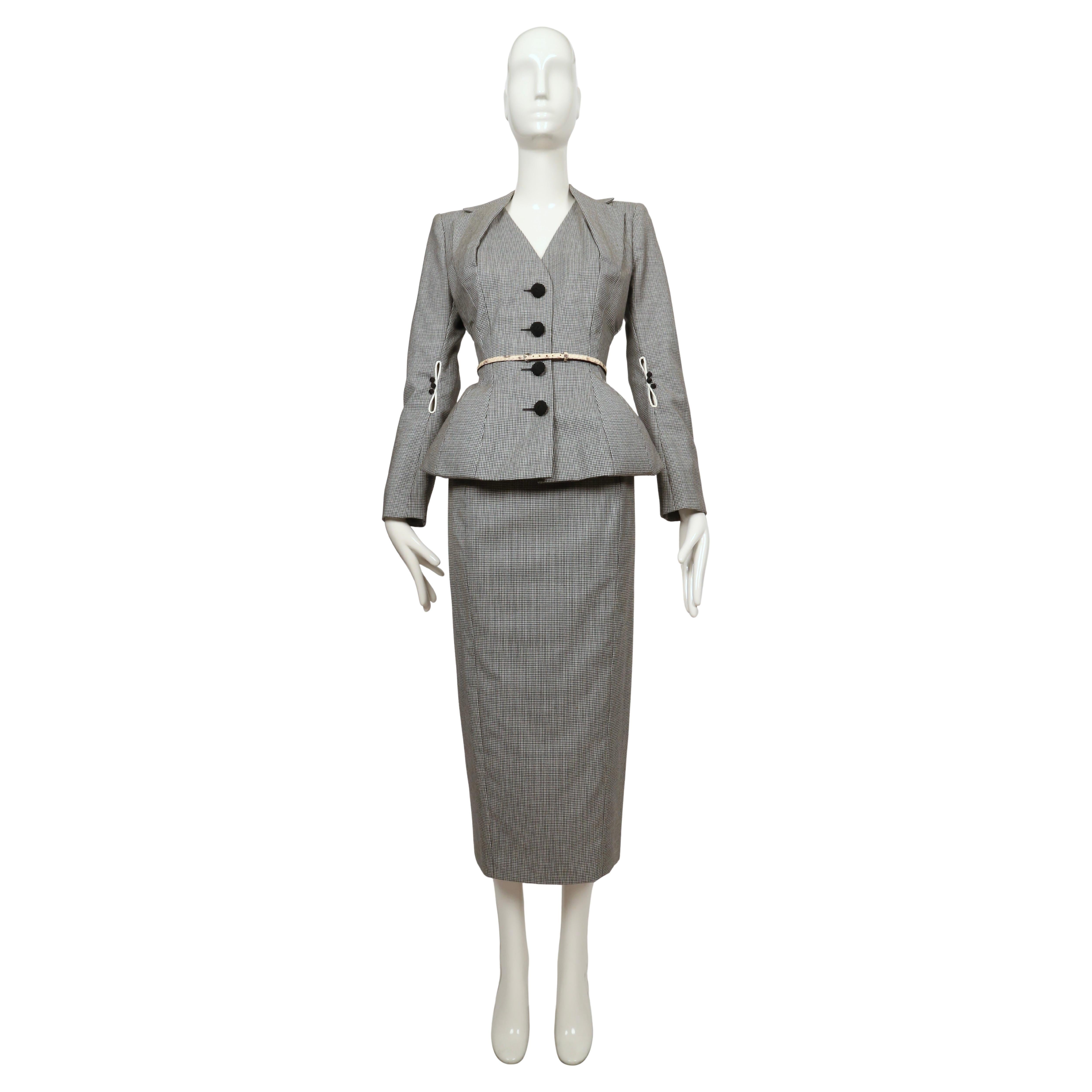 1995 JOHN GALLIANO 
Pin-Up / Misia Diva
 Houndstooth RUNWAY Suit Ensemble