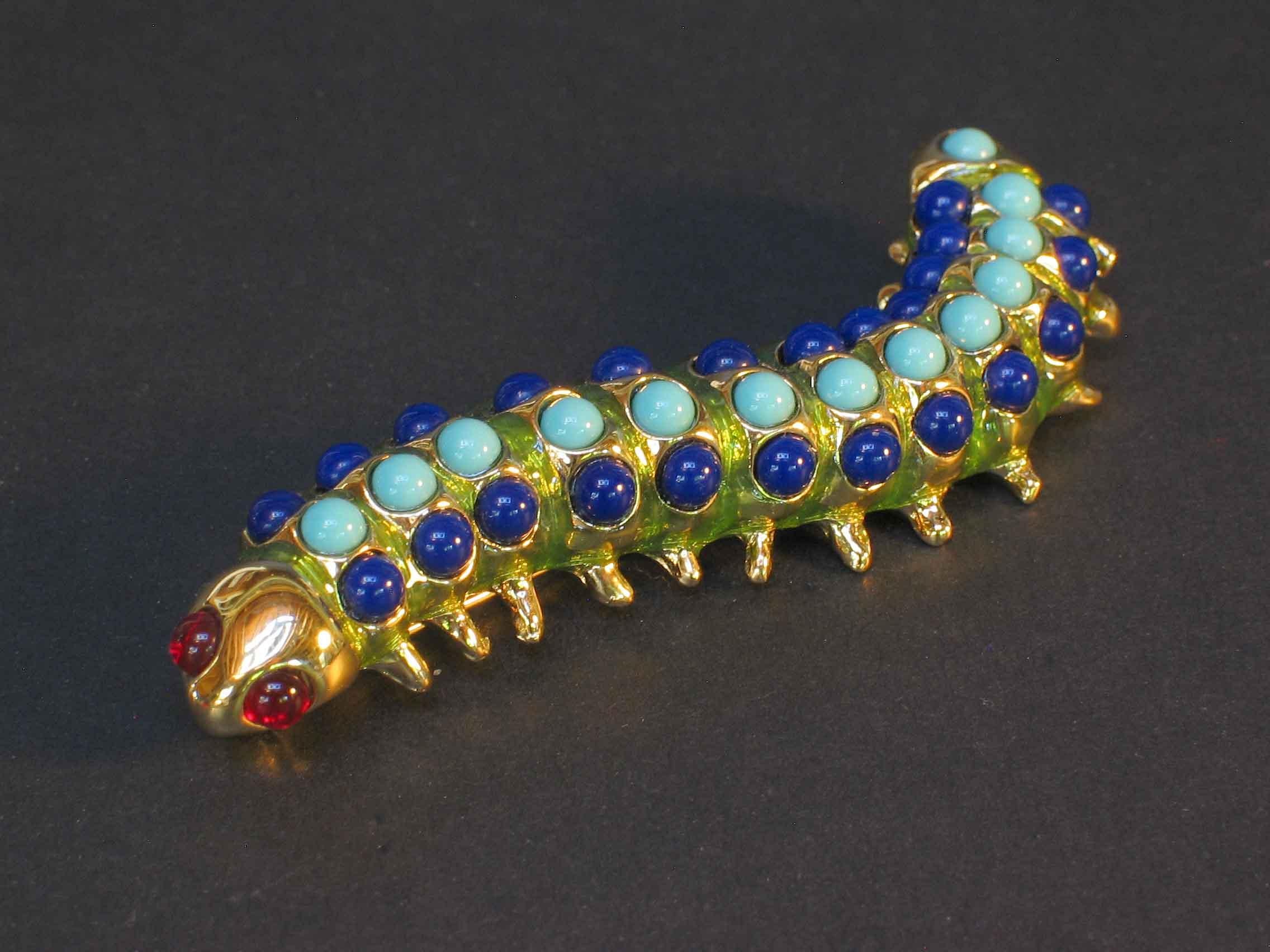 Late 20th Century 1995 Kenneth Lane Caterpillar Brooch For Sale