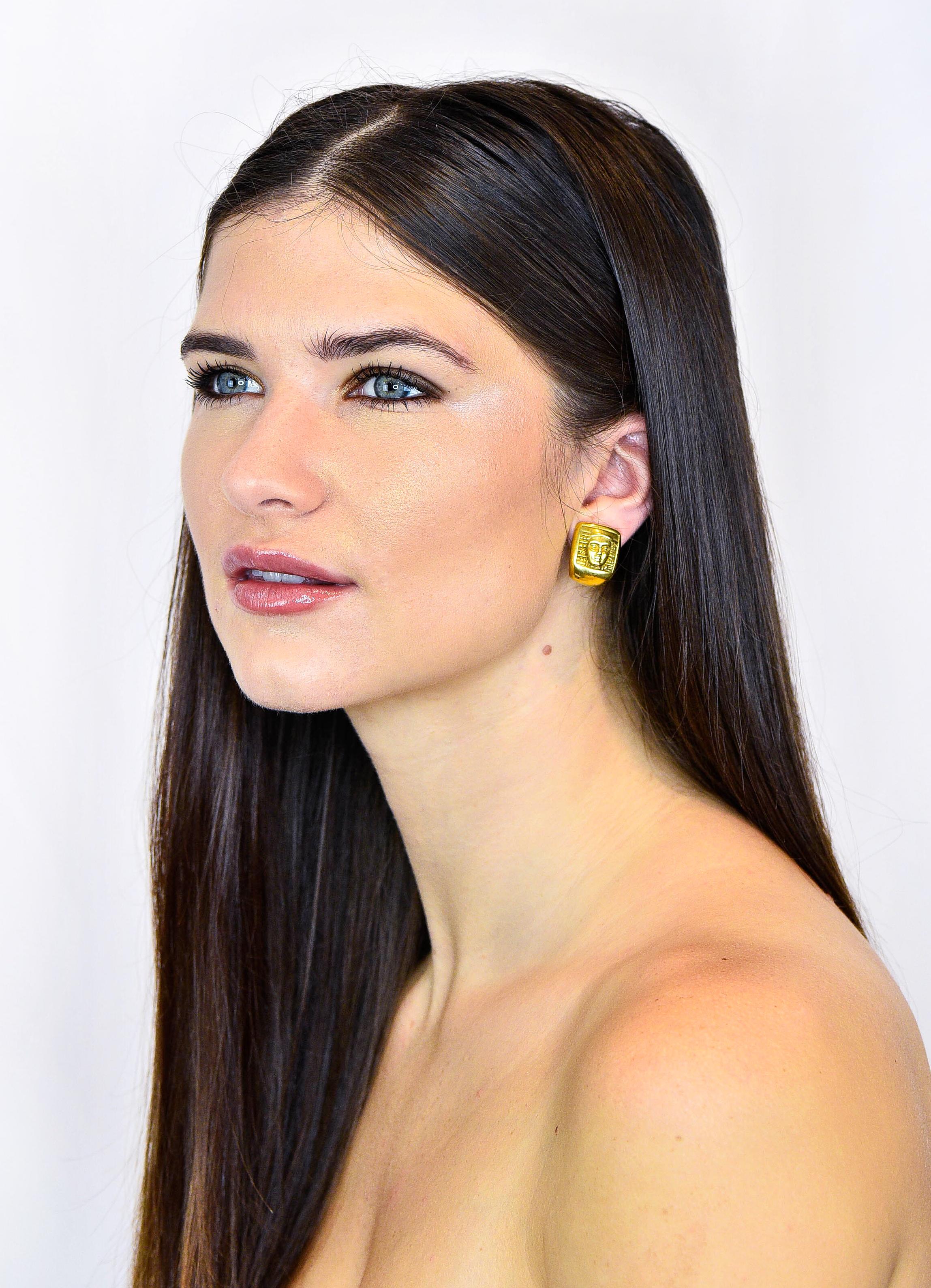 1995 Kieselstein Cord 18 Karat Green Gold Women of the World Ear-Clip Earrings 6