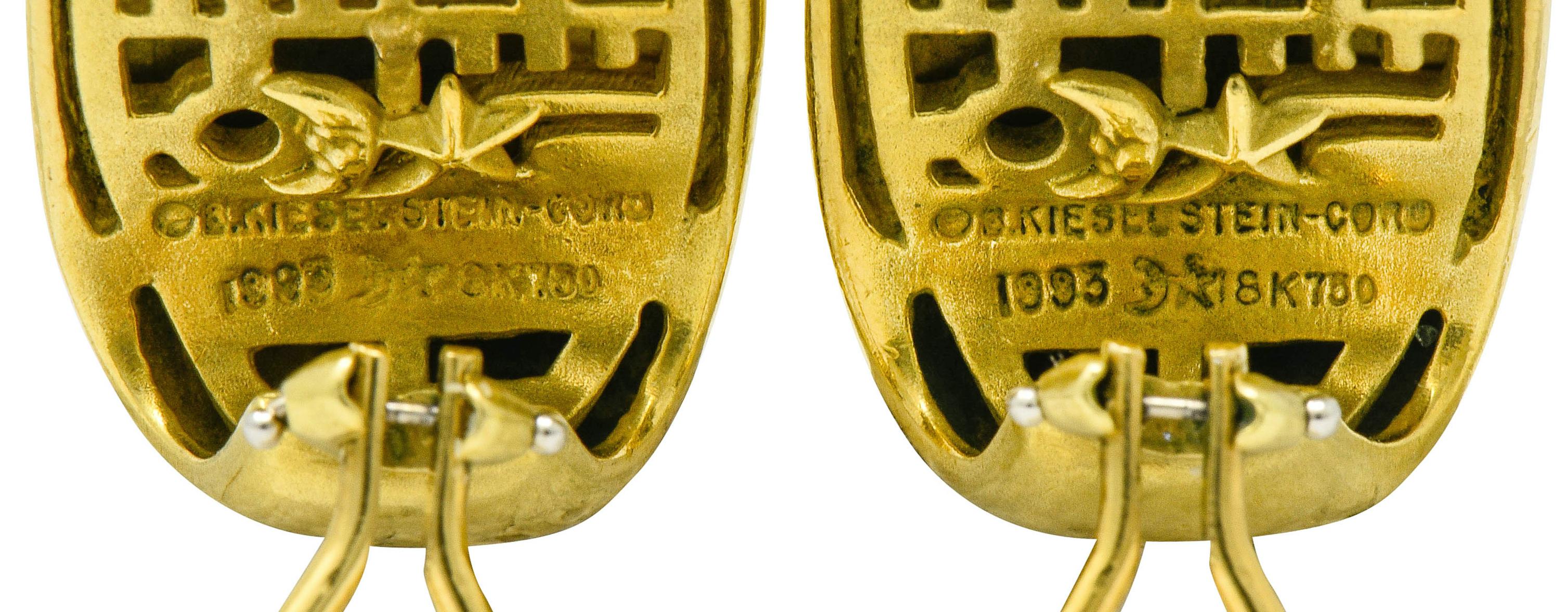 Women's or Men's 1995 Kieselstein Cord 18 Karat Green Gold Women of the World Ear-Clip Earrings