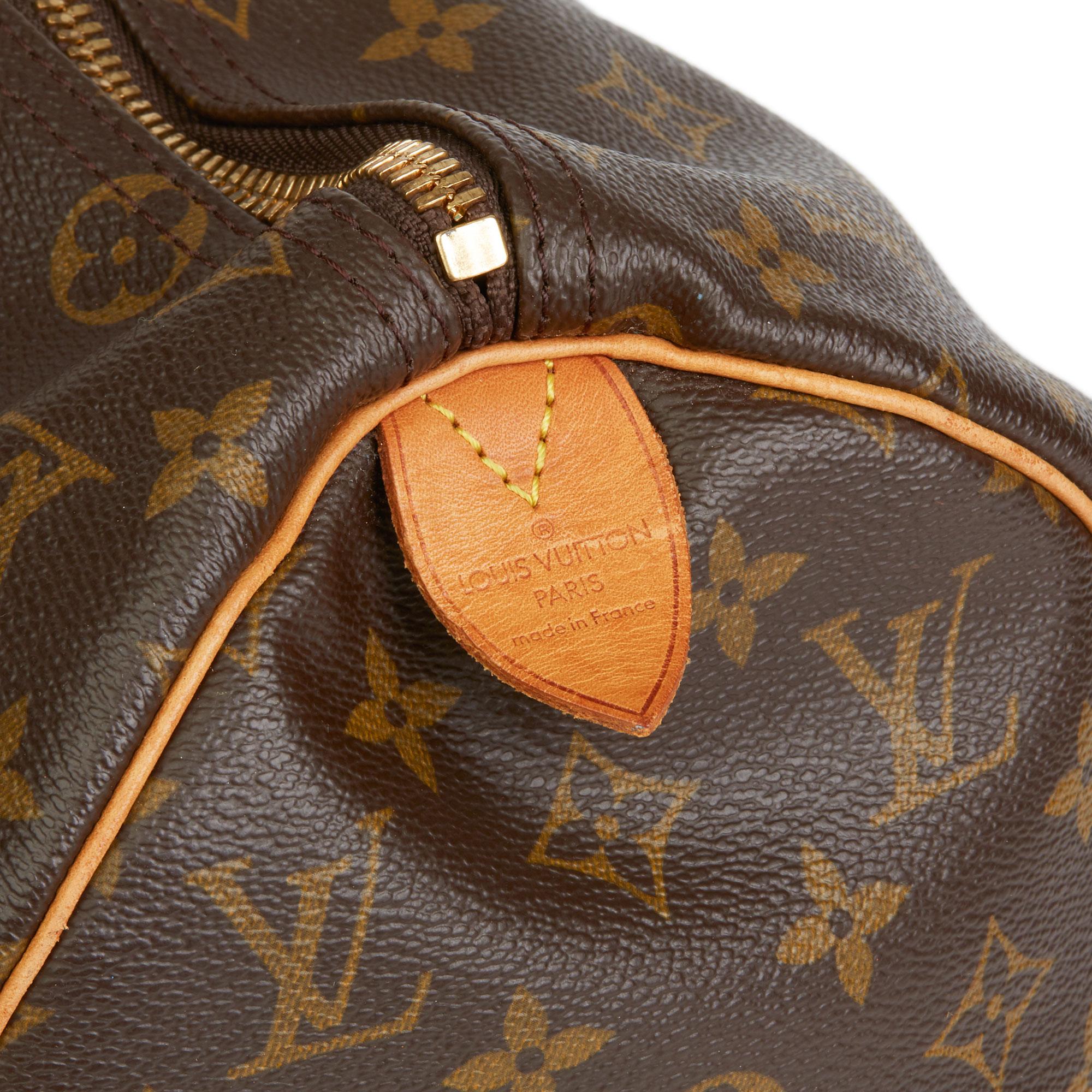 1995 Louis Vuitton Brown Monogram Coated Canvas & Vachetta Vintage Keepall 45 1