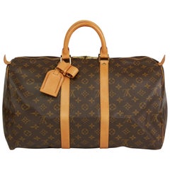 1995 Louis Vuitton Braun Monogramm beschichtetem Segeltuch & Vachetta Vintage Keepall 45