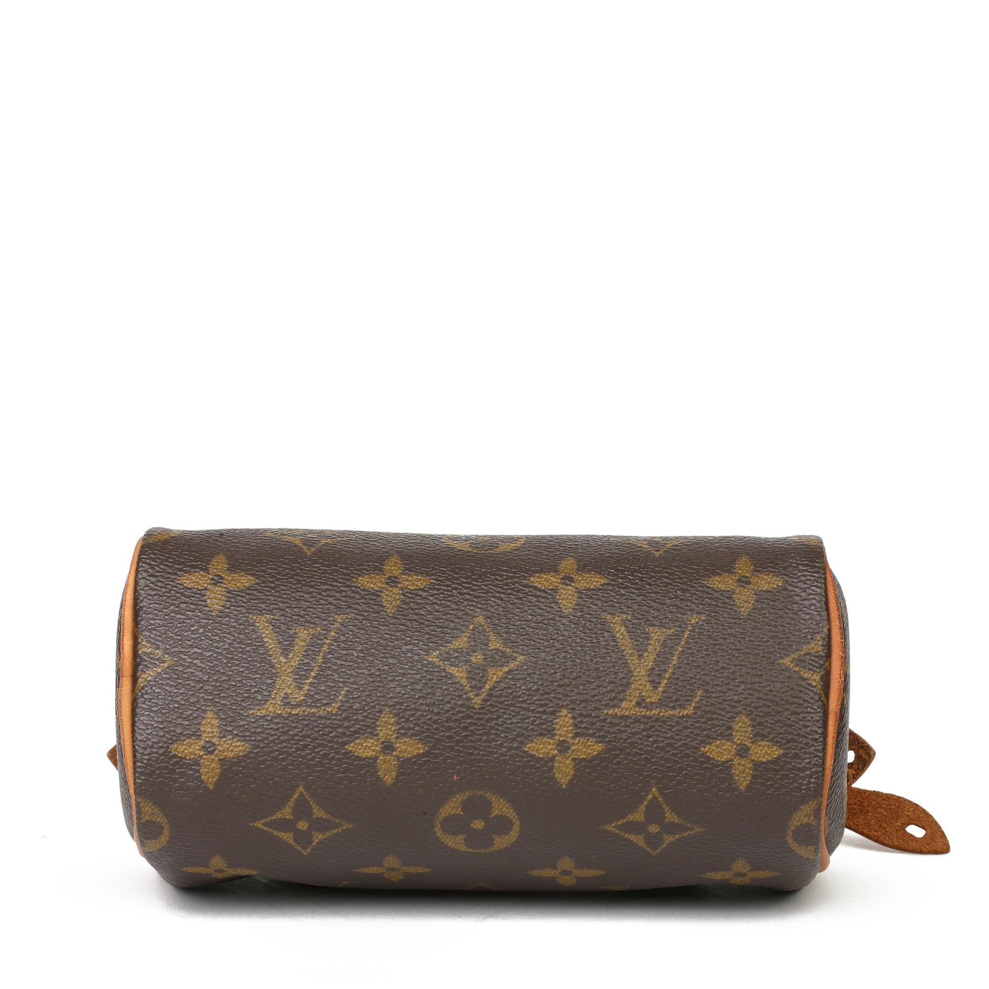 1995 Louis Vuitton Brown Monogram Coated Canvas & Vachetta Vintage Mini Speedy 1