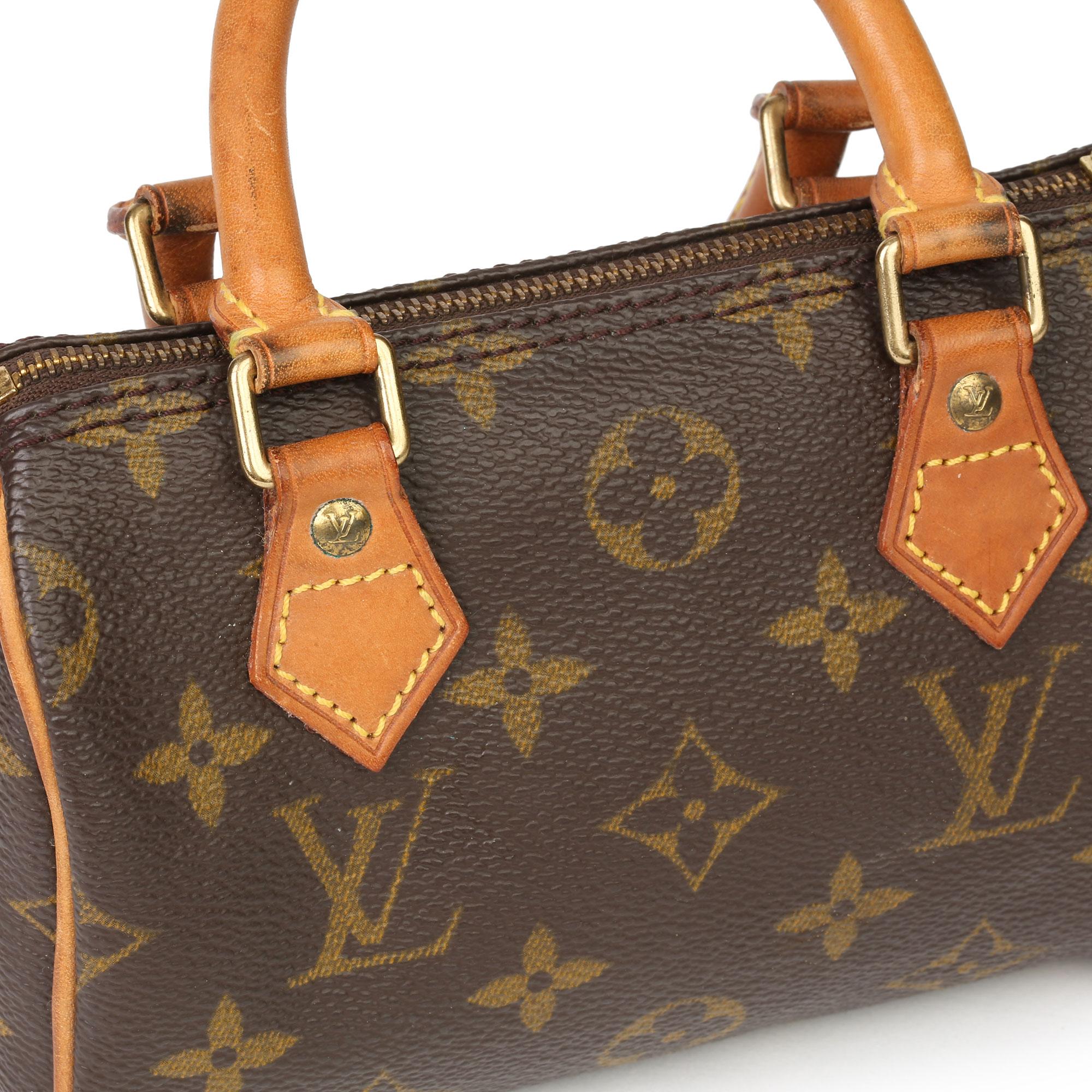 1995 Louis Vuitton Brown Monogram Coated Canvas & Vachetta Vintage Mini Speedy 2