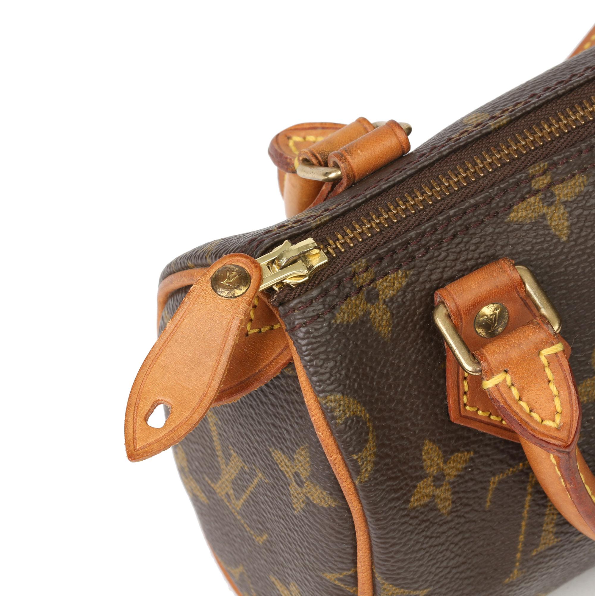 1995 Louis Vuitton Brown Monogram Coated Canvas & Vachetta Vintage Mini Speedy 3