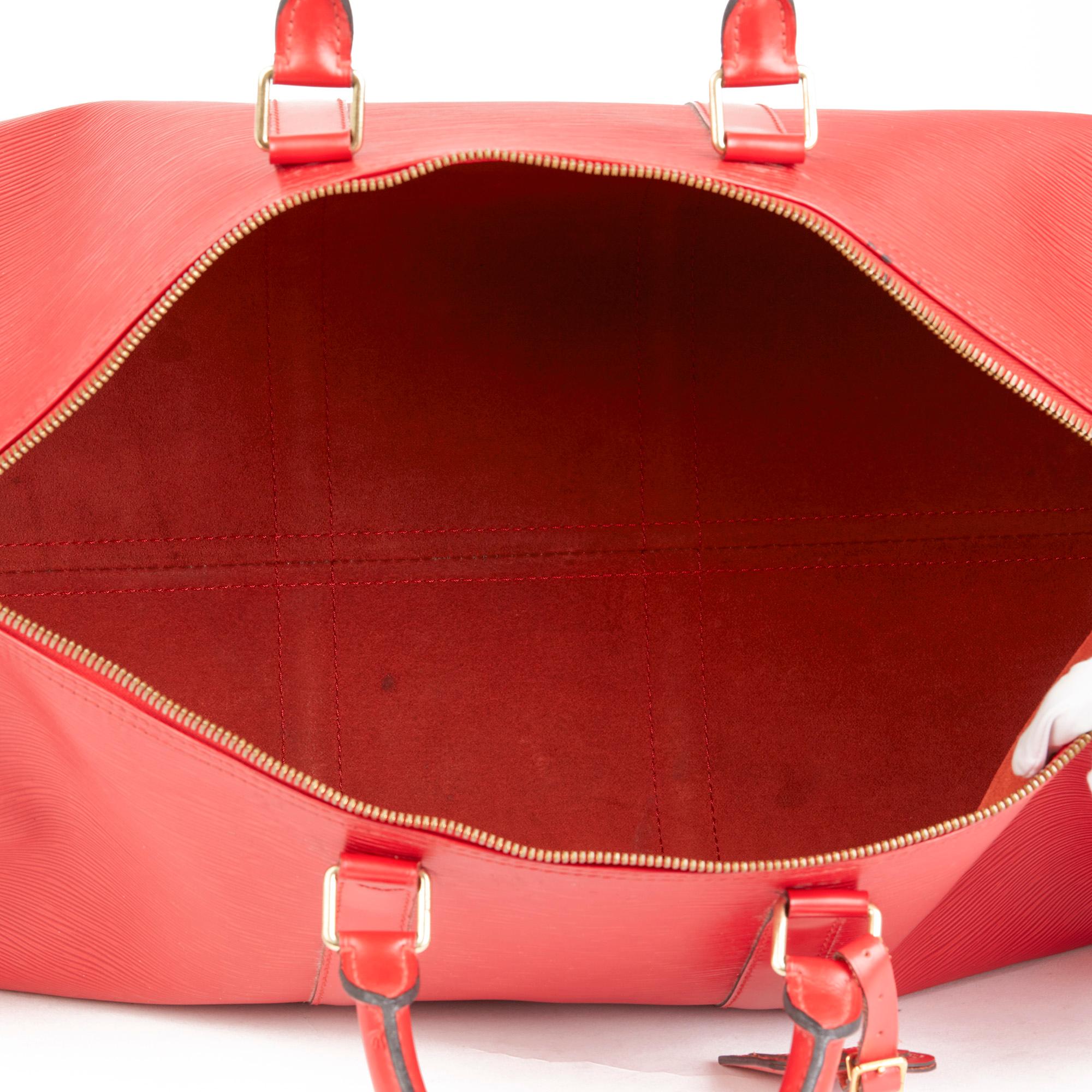 1995 Louis Vuitton Red Epi Leather Vintage Keepall 50 7