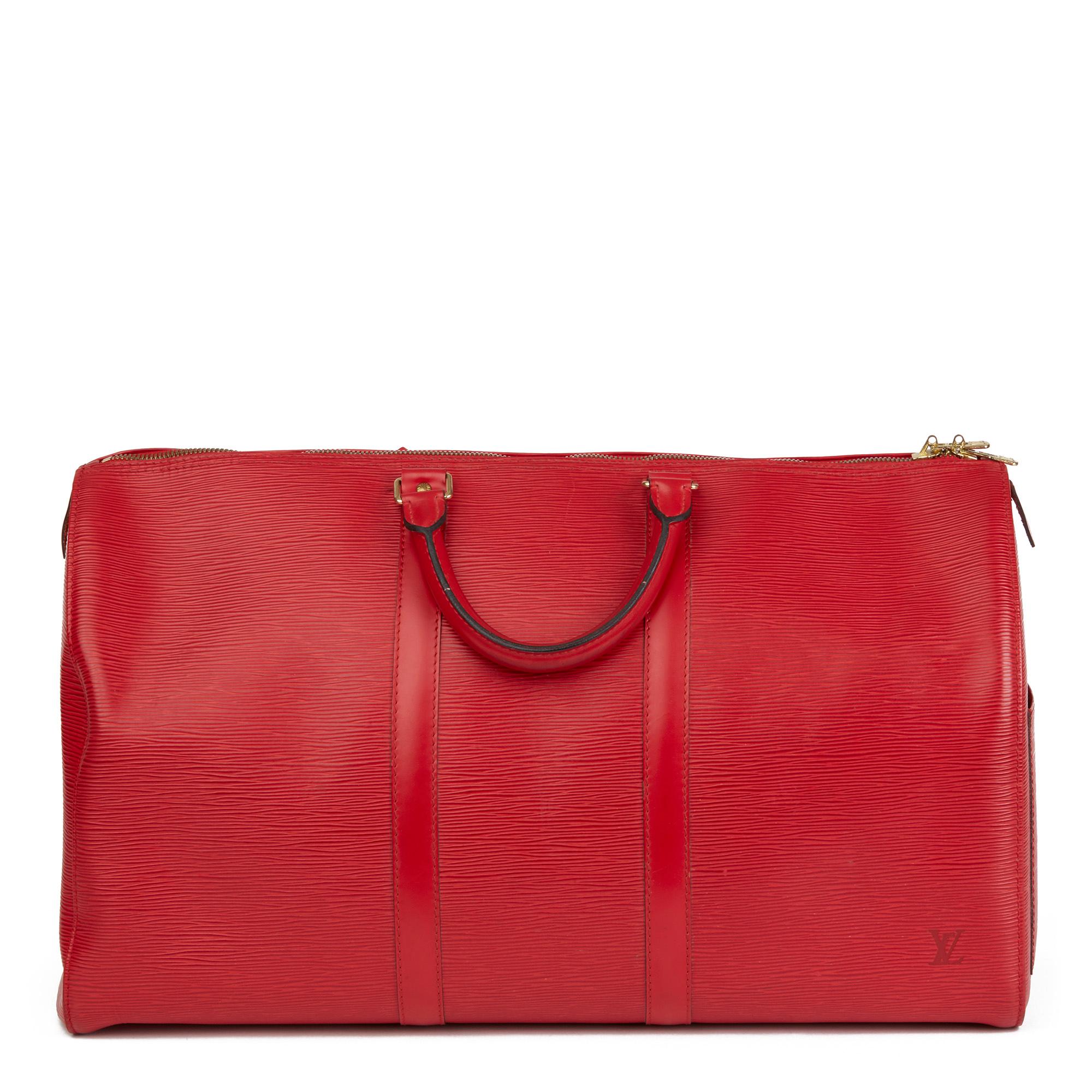 1995 Louis Vuitton Red Epi Leather Vintage Keepall 50 1