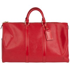 1995 Louis Vuitton Red Epi Leather Vintage Keepall 50
