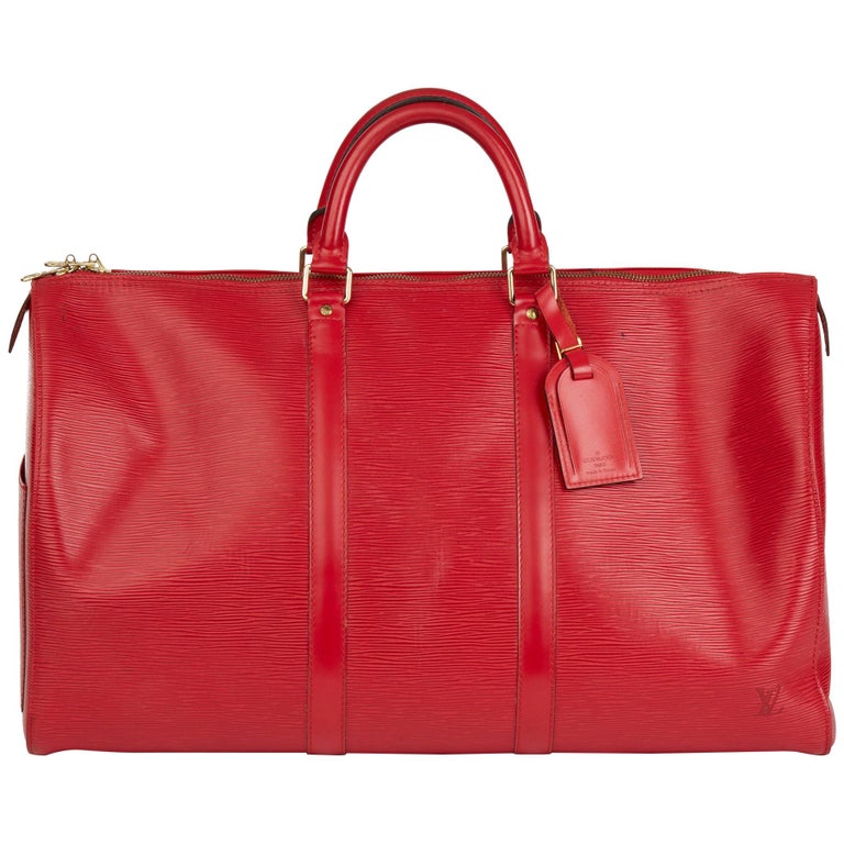 Louis Vuitton Duffle Bag Red Strapi