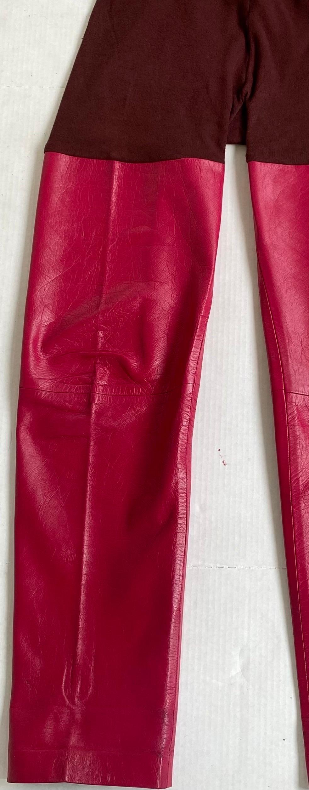 Red 1995 Maison Martin Margiela Leather Runway Pants 