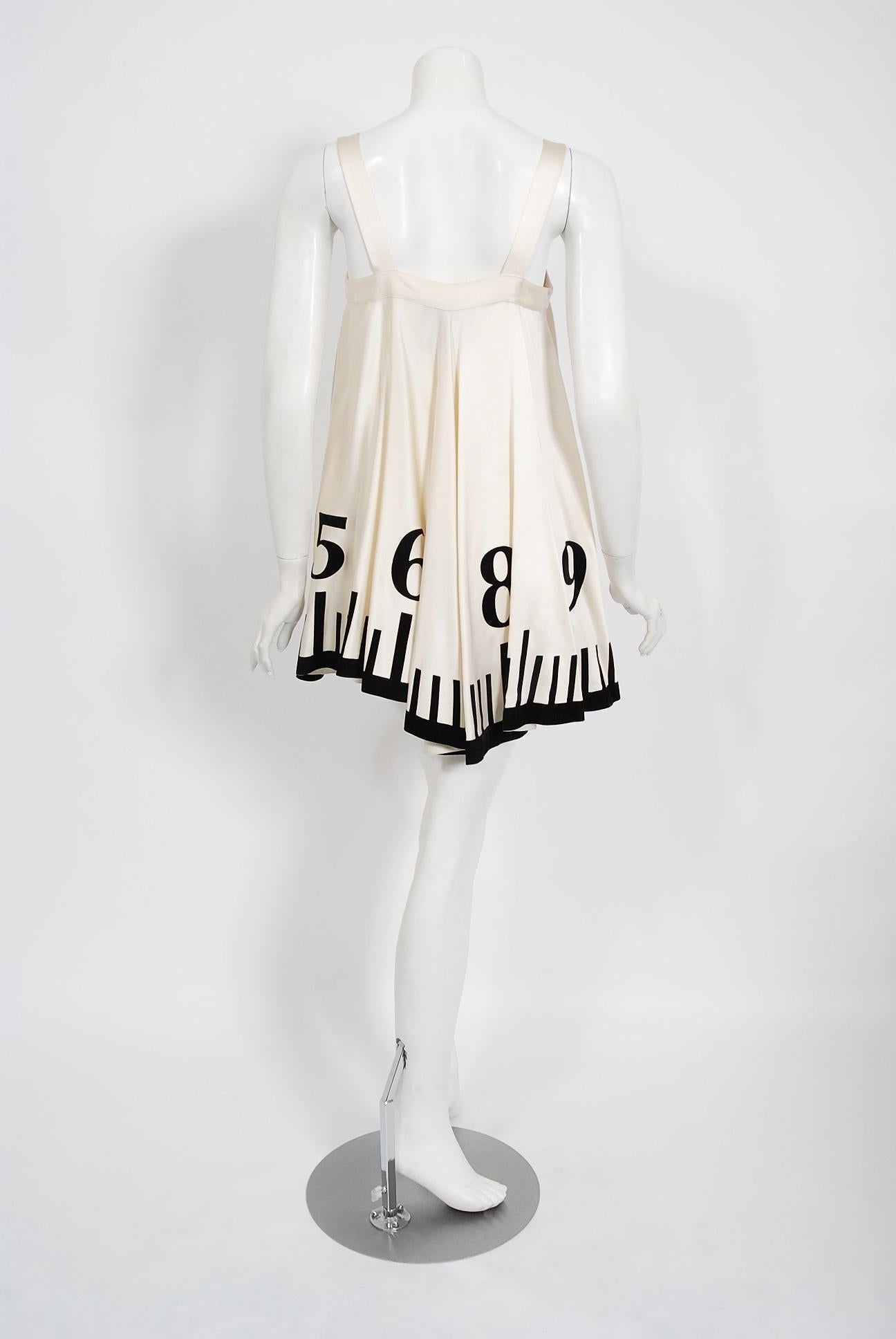 1995 Moschino Documented 'Alice In Wonderland' Novelty Clock Appliqué Mini Dress 1