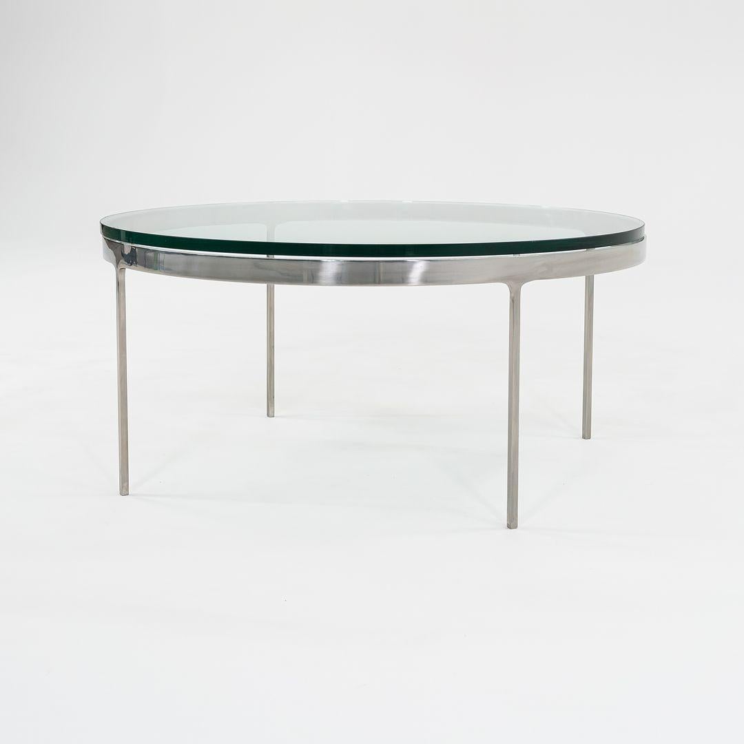 1995 Nicos Zographos Round Coffee Table in Stainless Steel w/ Glass Top 36