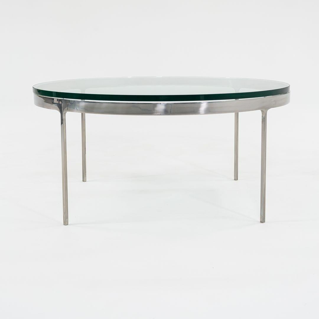 Moderne 1995 Nicos Zographos Round Coffee Table in Stainless Steel w/ Glass Top 36