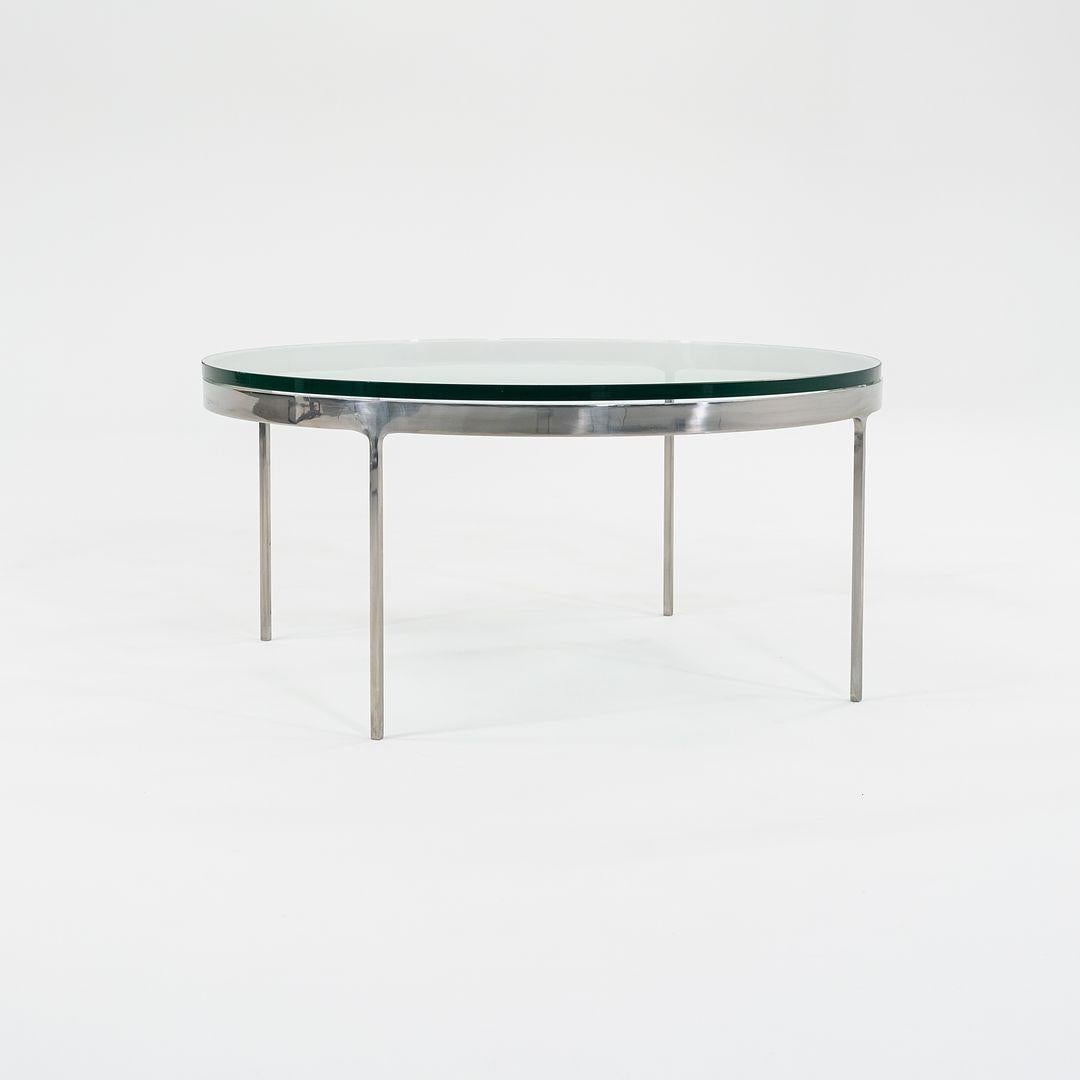Américain 1995 Nicos Zographos Round Coffee Table in Stainless Steel w/ Glass Top 36