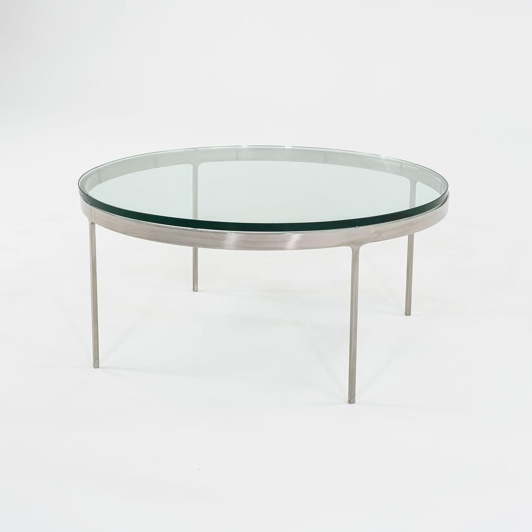 1995 Nicos Zographos Round Coffee Table in Stainless Steel w/ Glass Top 36