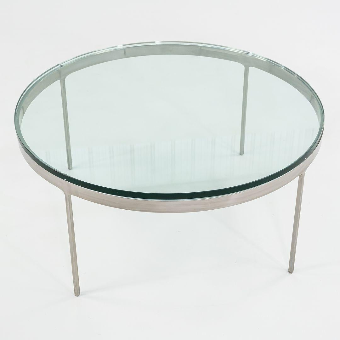 Fin du 20e siècle 1995 Nicos Zographos Round Coffee Table in Stainless Steel w/ Glass Top 36