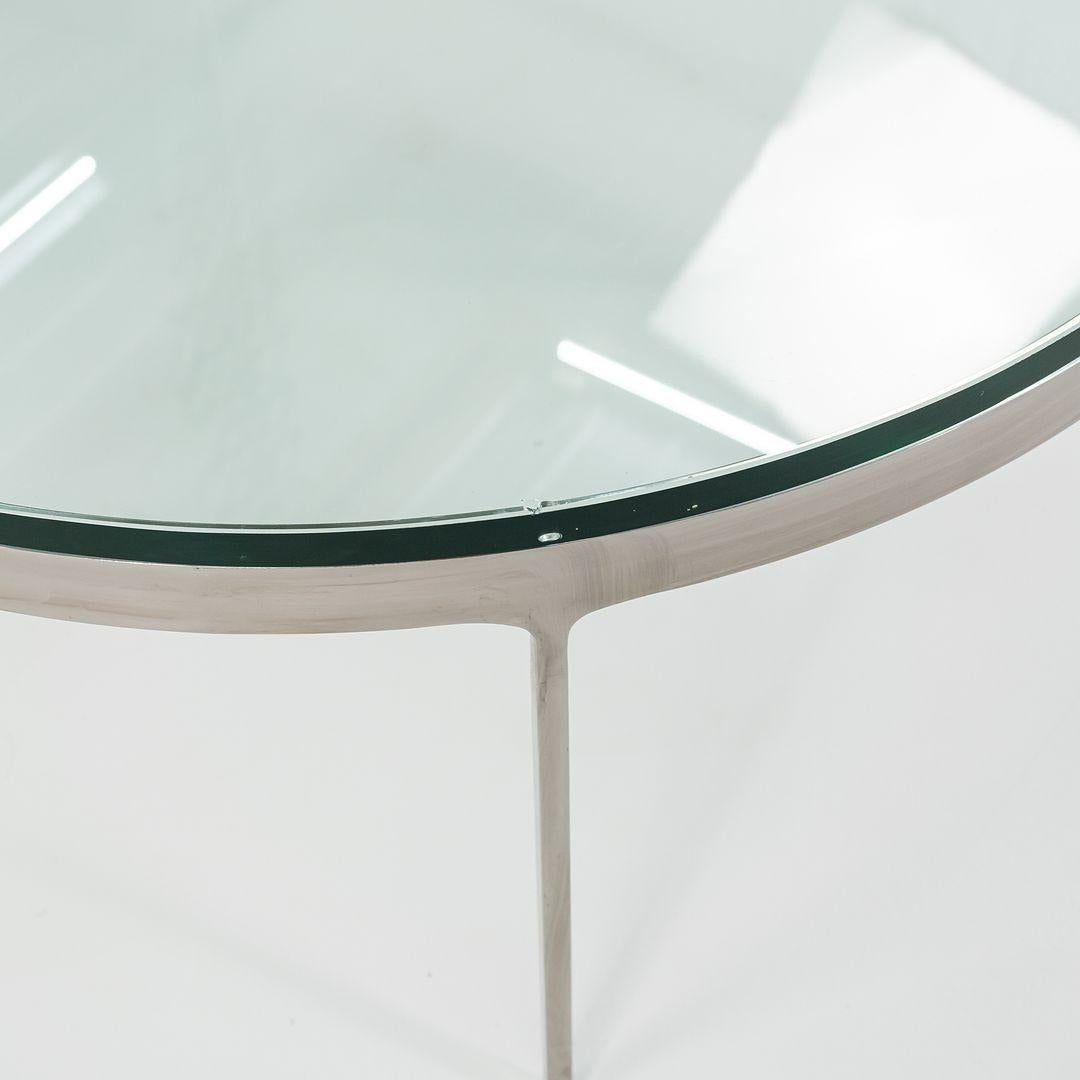 Acier 1995 Nicos Zographos Round Coffee Table in Stainless Steel w/ Glass Top 36