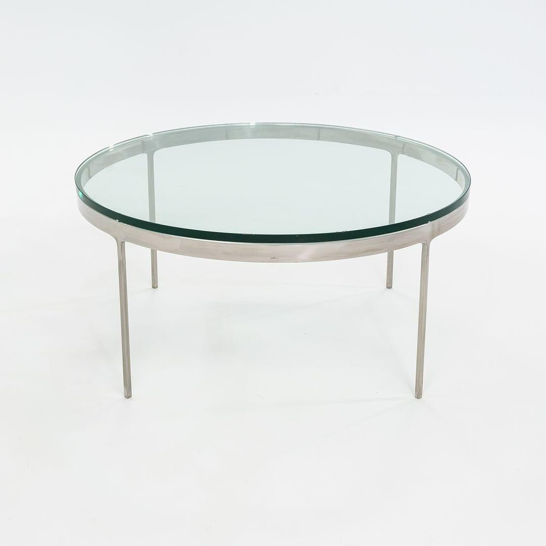 1995 Nicos Zographos Round Coffee Table in Stainless Steel w/ Glass Top 36