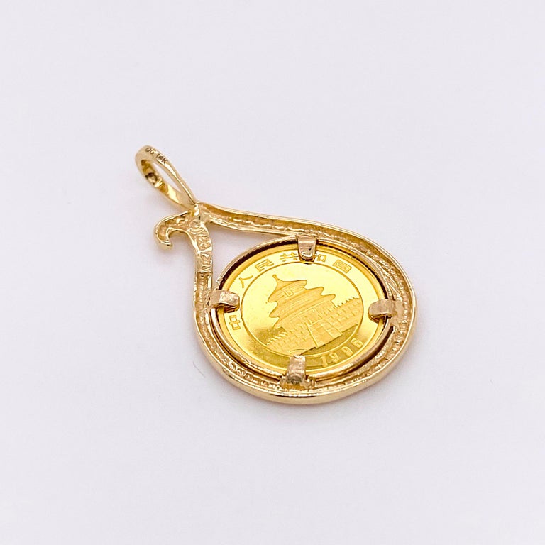 1995 Panda Coin Gold Pendant, 24K Gold, 1/20th oz Gold Panda Coin for