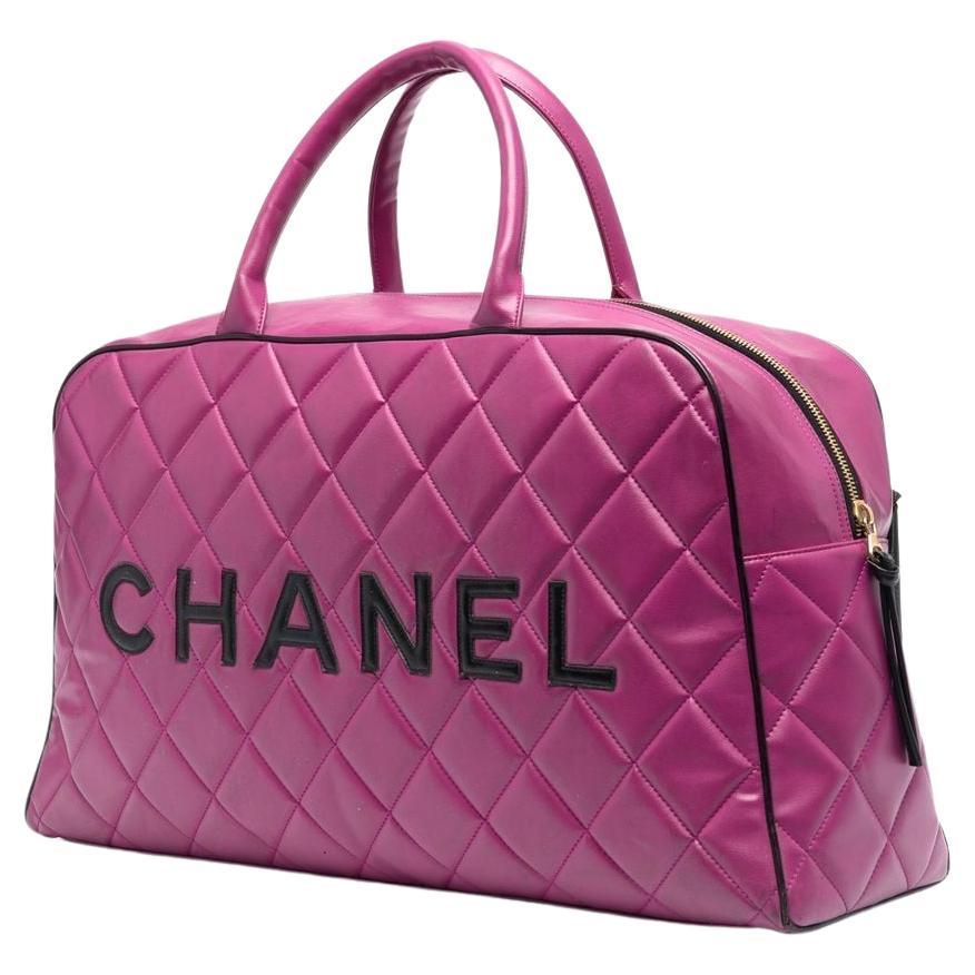1995 Rare Chanel Pink Boston Bowling Tote Bag