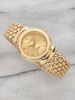 1995 Rolex Cellini 6621/8 18K Yellow Gold Anniversary Champagne Dial Quartz 27mm