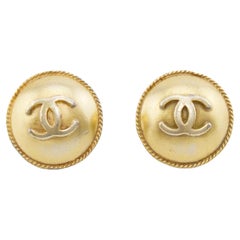 Vintage 1995 Spring Collection Chanel Gold Twisted Rope Edge Clip On Earrings