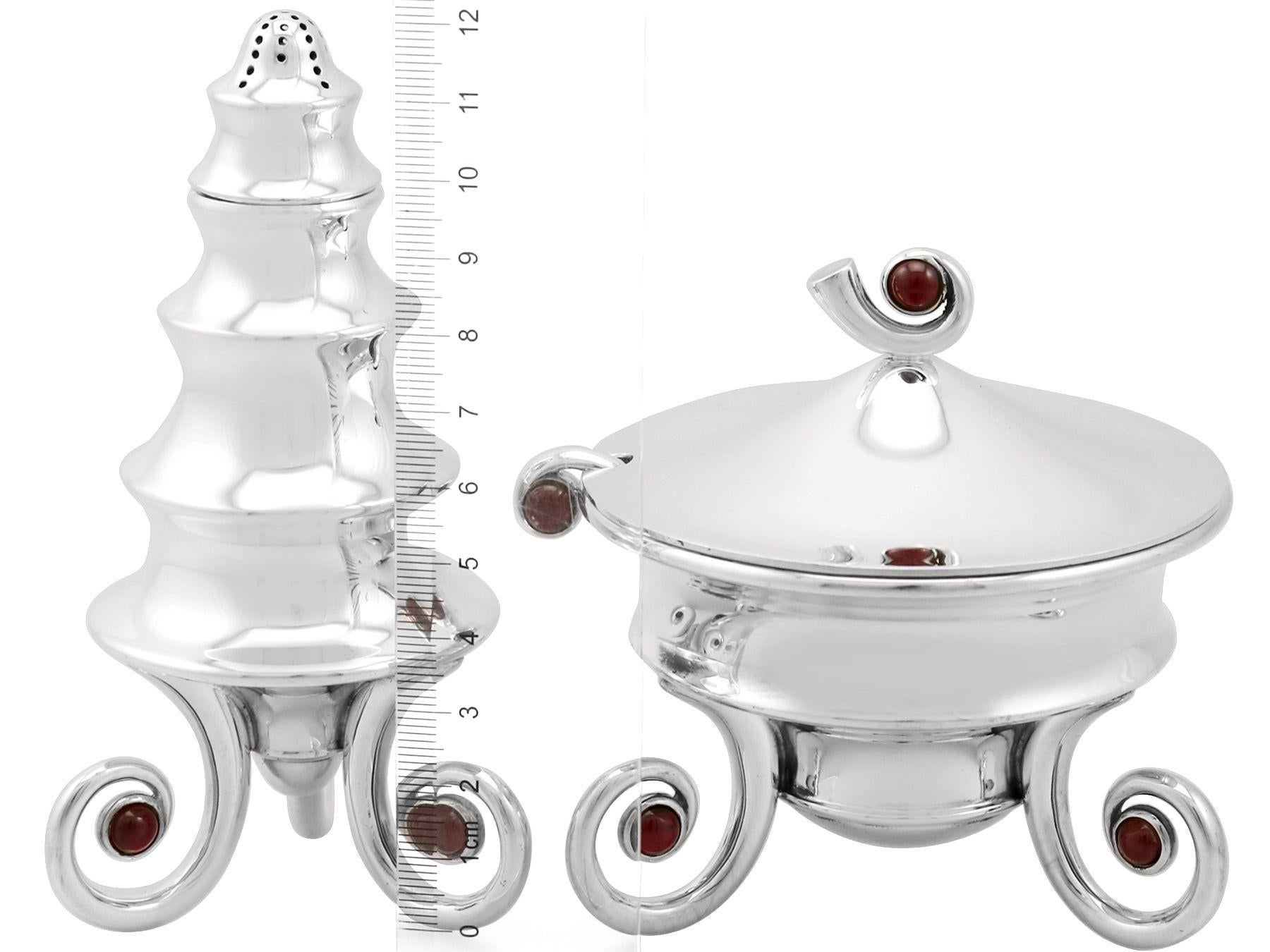 1995 Sterling Silver and Gemset Condiment Set For Sale 7